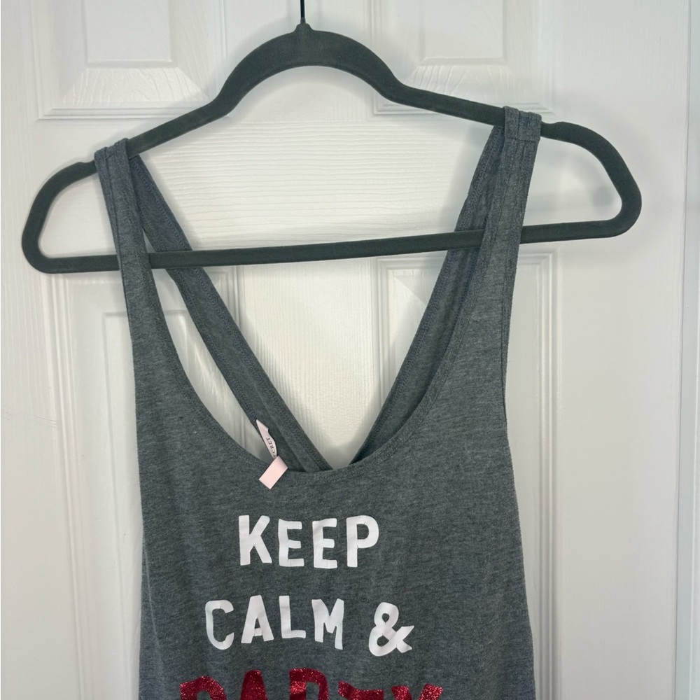 Victoria's Secret Gray Tank Top with Graphic Text